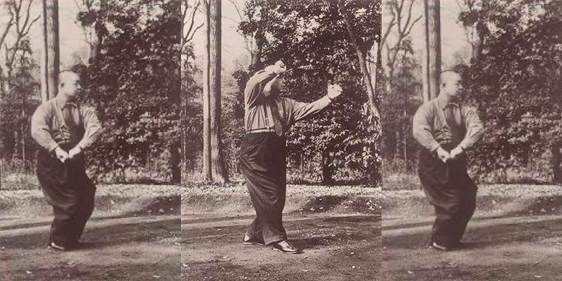 Image sequence of Wang Shujin performing Xing Yi Quan's Pao Quan technique.